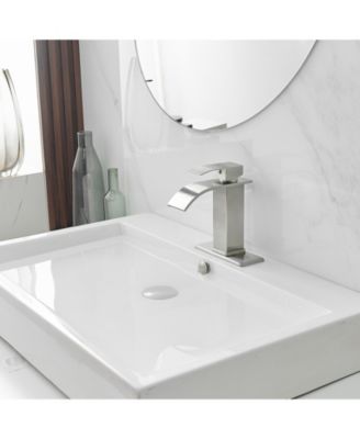 Waterfall Single Handle Single Hole Low-Arc Bathroom Faucet Bathroom Drip-Free Vanity Sink Faucet in Brushed Nickel