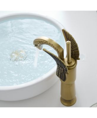 12*12*5 Swan Single Hole Single Handle Bathroom Vessel Sink Faucet With Pop Up Drain