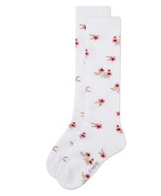 Little Girls Opaque Stretch Cotton "Blissful Bloom" Knee High Sock