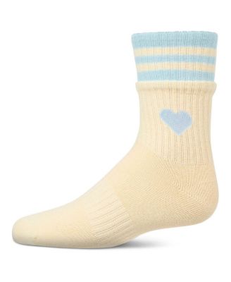 Little Girls Sport Rib Heart Crew Socks