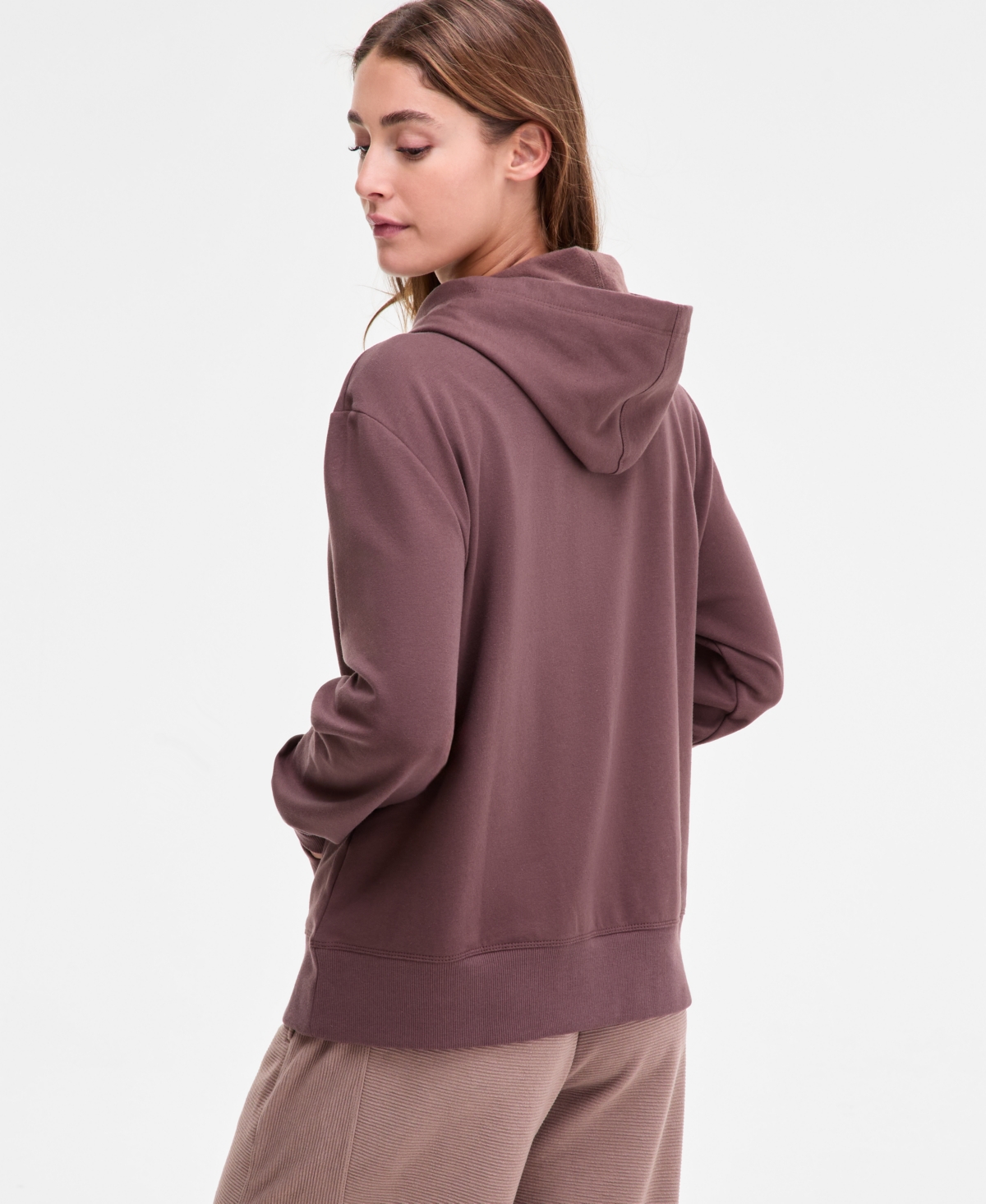 Id Ideology Women's Kangaroo-pocket Fleece Hoodie, Created For Macy's In Brown