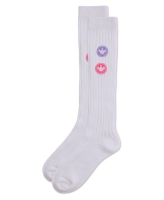 Big Girls "Rubber Smiley Face" Cotton Rich Knee Sock
