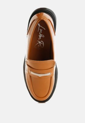 Womens Gleam Stride Faux Leather Chunky Loafers