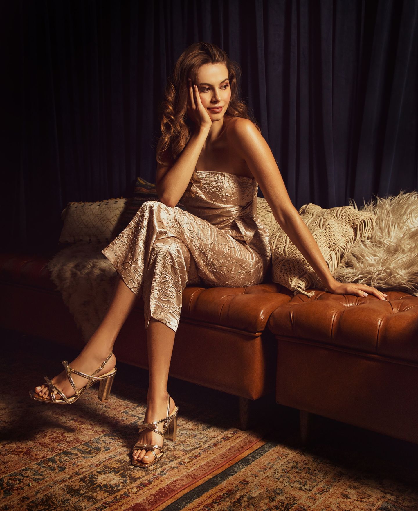 Женские сандалии Jewel Badgley Mischka Eliza Bow Evening, цвет: Чёрный атласный — фото 6