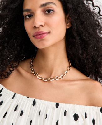 Pav&eacute; Gold Tone Oval Link Collar Necklace, Macy's Exclusive