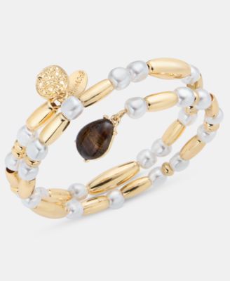 Style & Co - Bead, Stone & Imitation Pearl Wrap Bracelet