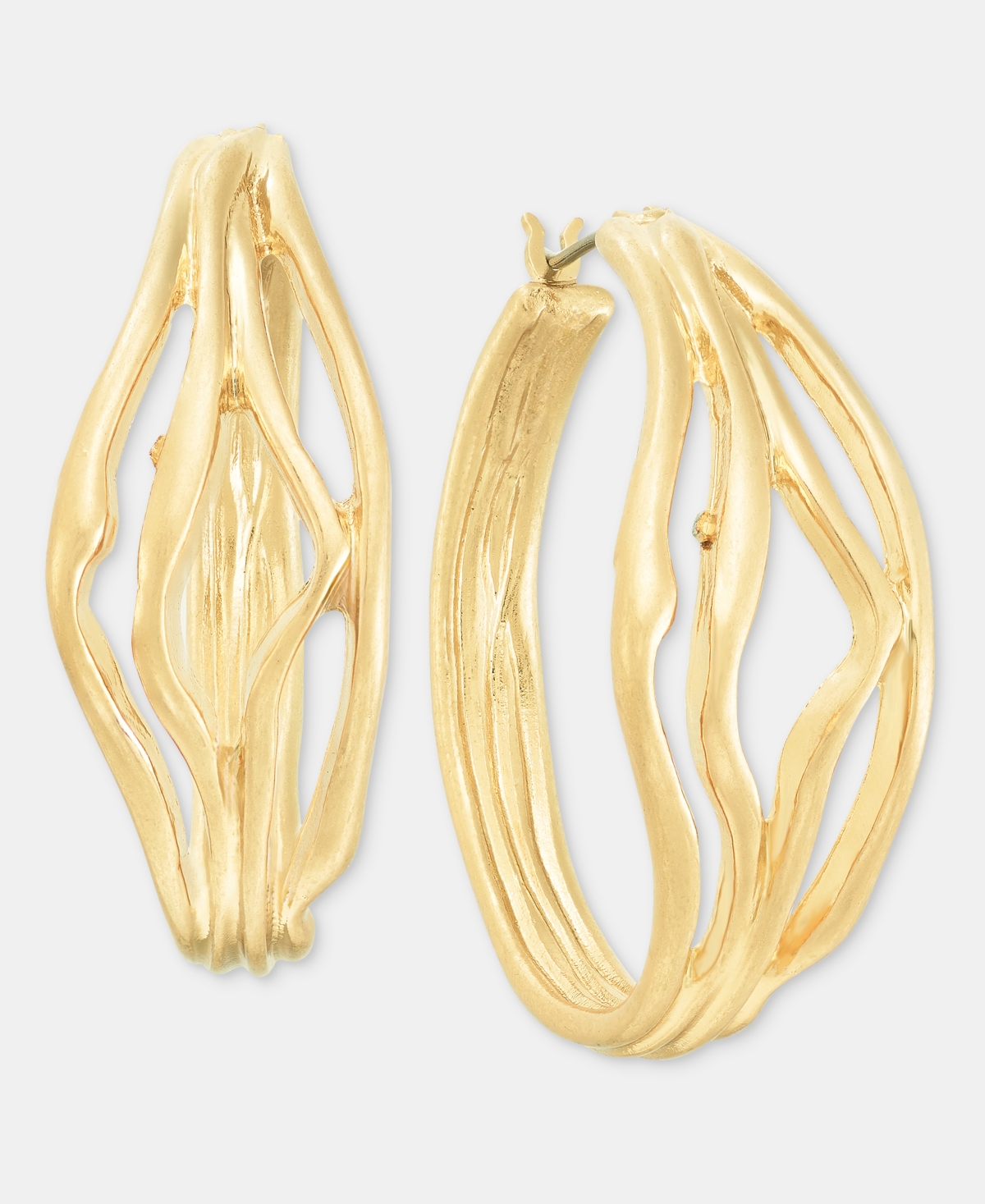 Style & Co Sculptural Multi-row Medium Hoop Earrings, 1.48", Macy's Exclusive In Gold
