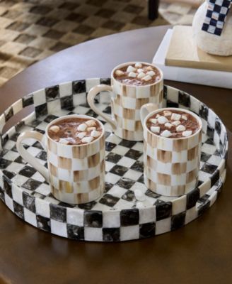 Mocha Check Porcelain Mug