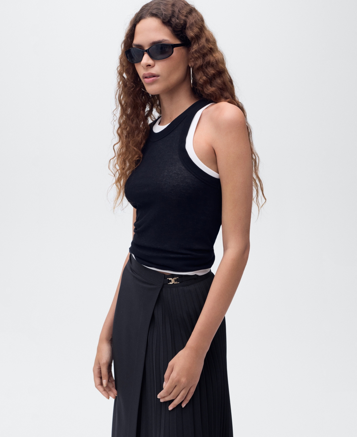 Mango Women's Pleated Crossover Skirt