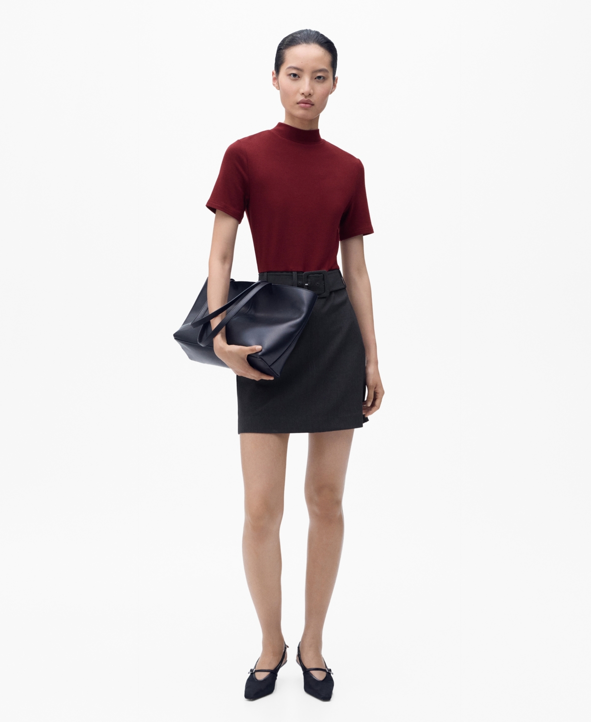 Mango Belted Minidress In Red