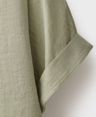 Women's Turn-Up Sleeves Oversized Blouse