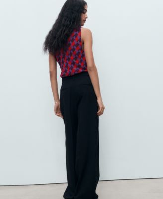 Women's Draped Collar Printed Blouse