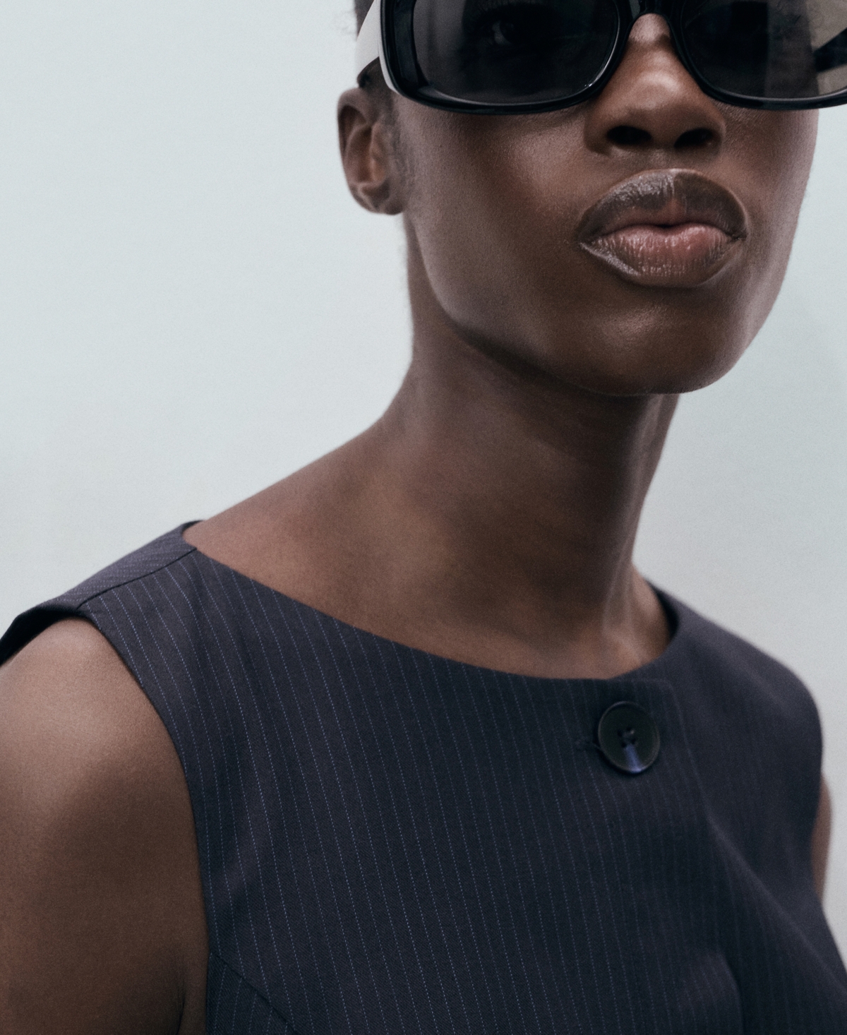 Mango Sleeveless Pinstripe Minidress In Black