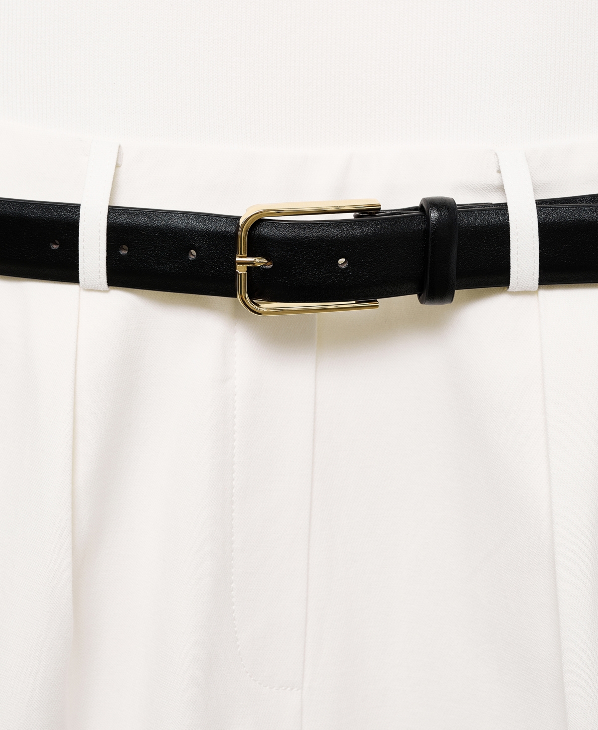 Mango Sleeveless Belted Wide Leg Jumpsuit In White