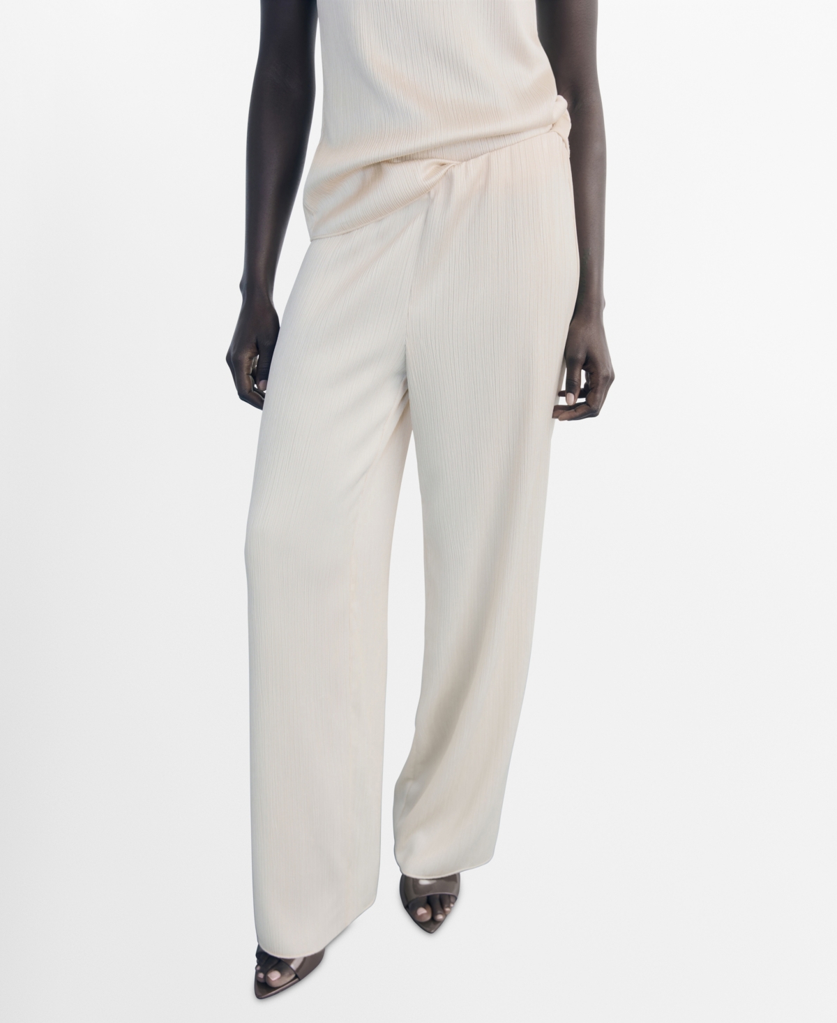 Mango Women's Elastic Waist Pleated Pants In Neutral