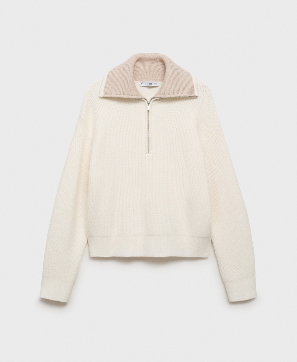Mango Knitted Sweater With Zipper In White