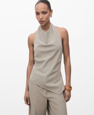 MANGO - Women's Asymmetrical Open-Back Top