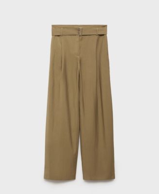 Women's Belted Paper Bag Pants