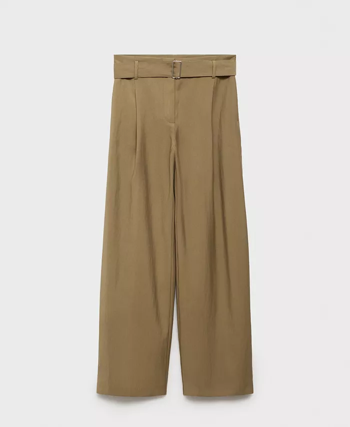 Women's Belted Paper Bag Pants - thumbnail 10