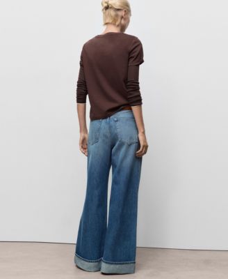 Women's Turn-Up Hem Wide-Leg Jeans
