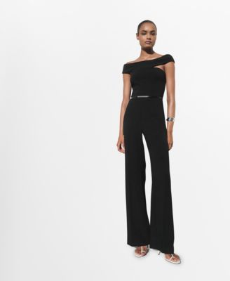 MANGO - Women's Asymmetrical Neck Long Jumpsuit