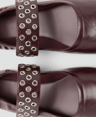 Women's Eyelets Detail Leather Ballet Flats