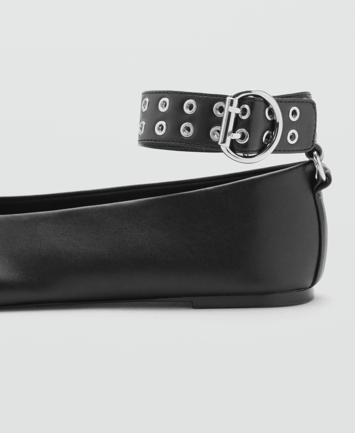 Mango Women's Eyelet Strap Ballet Flats In Black