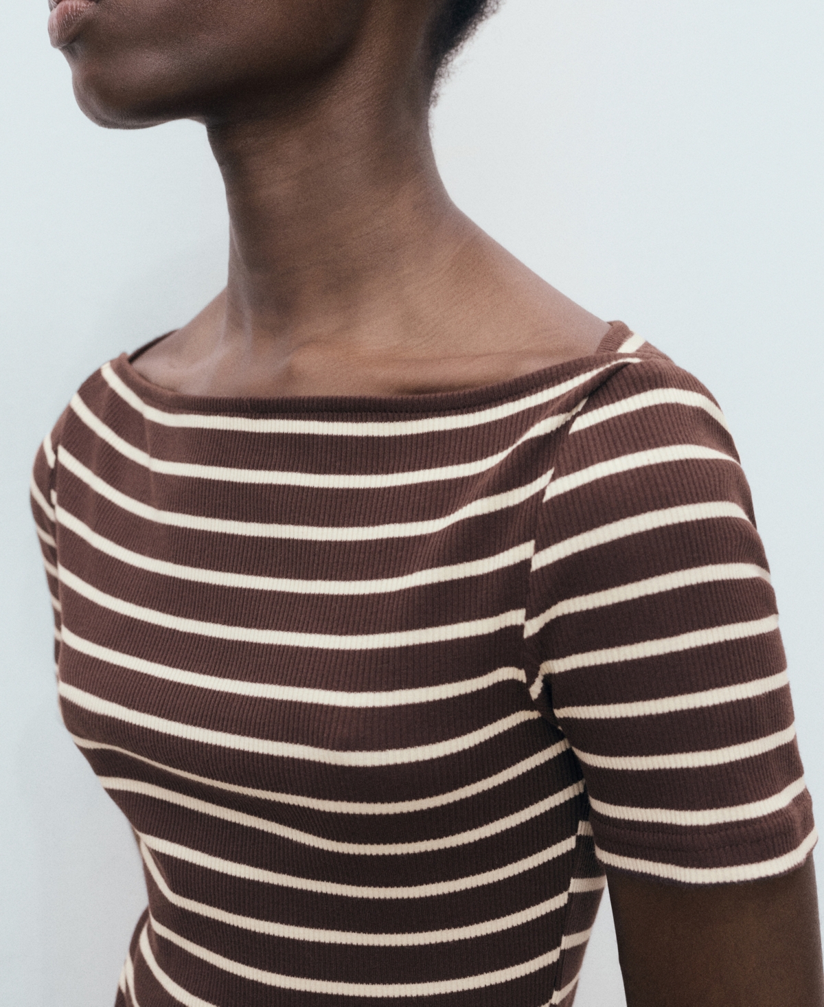 Mango Globi Stripe Layered Ruffle Dress In Brown