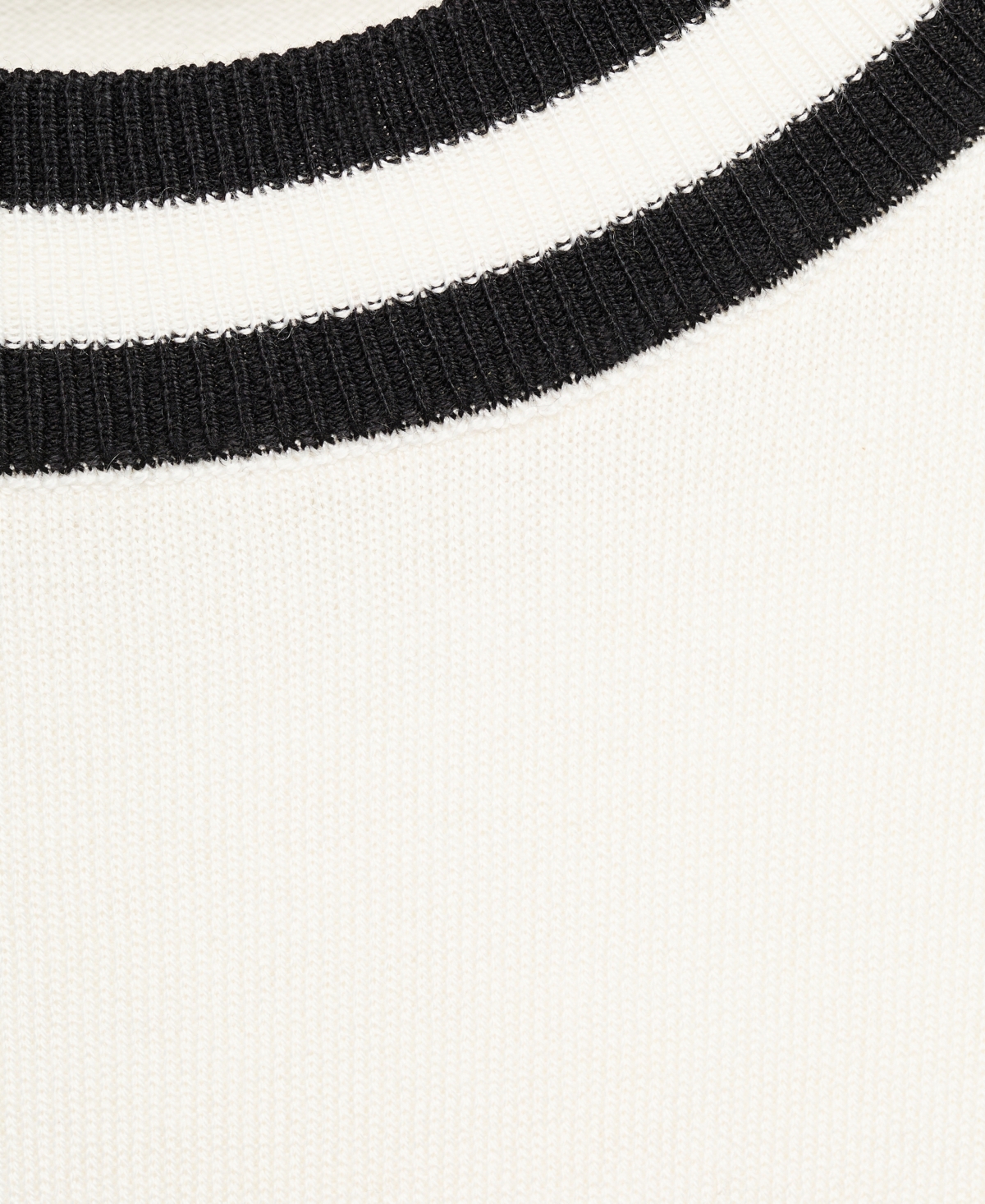 Mango Contrast Stripe Short Sleeve Sweater In White