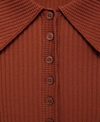 Women's Polo Neck Ribbed Sweater