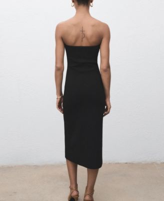 Women's Jewel Buttons Strapless Dress