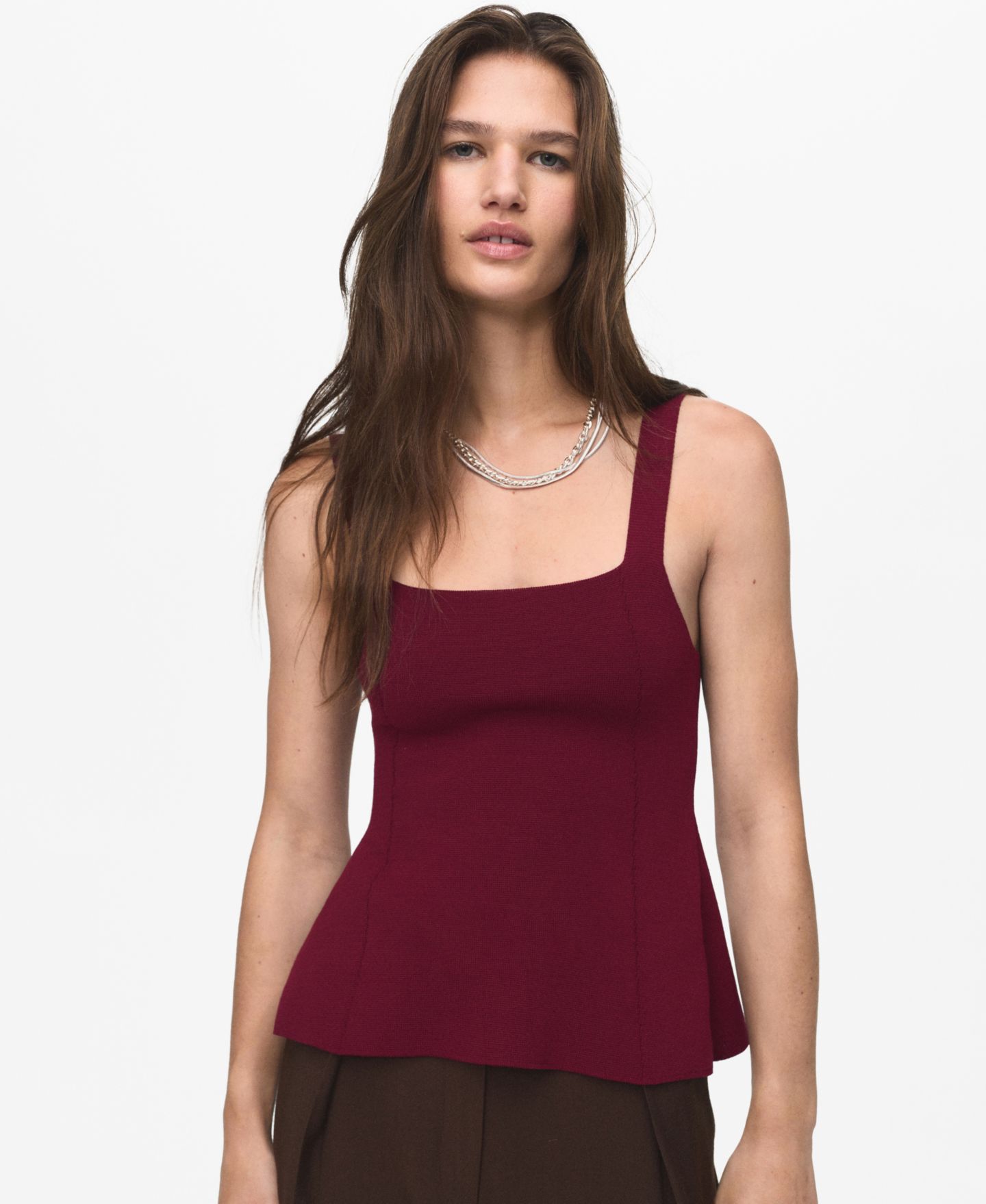 Женский топ Mango A-Line Knitted, цвет: Винный — фото 1