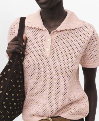 Women's Short-Sleeved Crochet Sweater