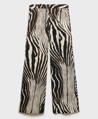 Women's Zebra-Print Linen Pants