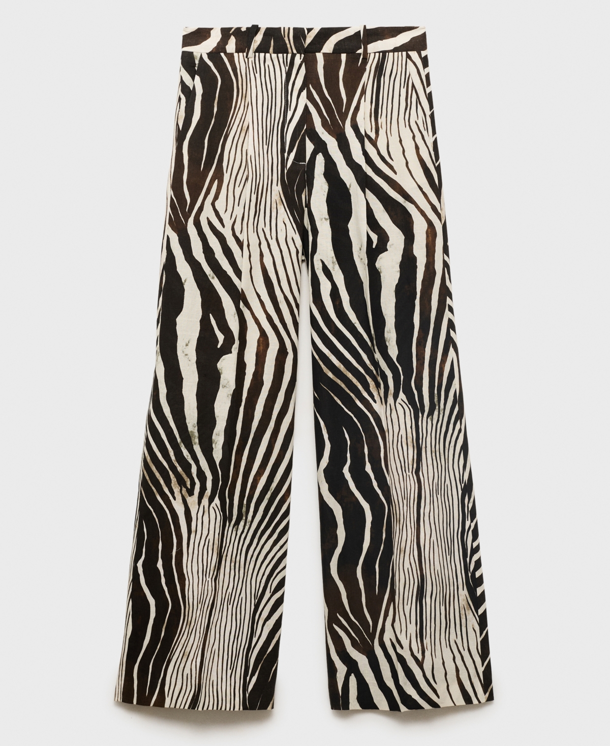 Mango Women's Zebra-print Linen Pants In Brown