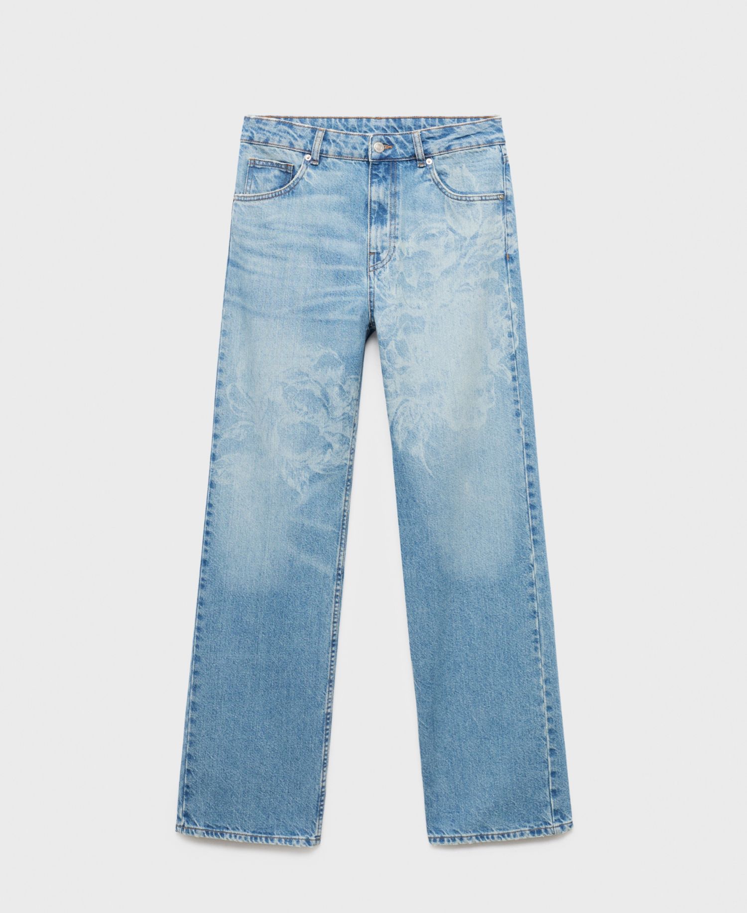 Women's Floral Pattern Straight-Leg Jeans