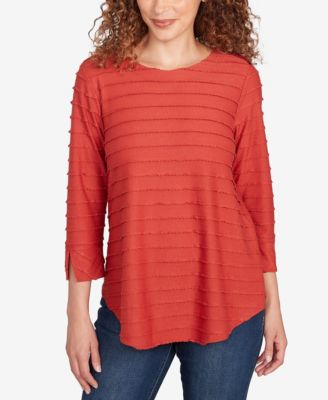 Petite Scalloped Jacquard Knit Top