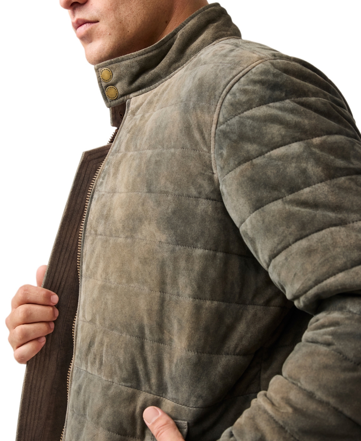 Rodd & Gunn Long Island Leather Jacket In Gray