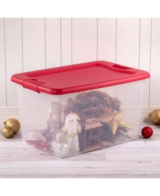 64 Qt. Clear Plastic Latching Lid Storage Bin Container Tote, 12 Pack