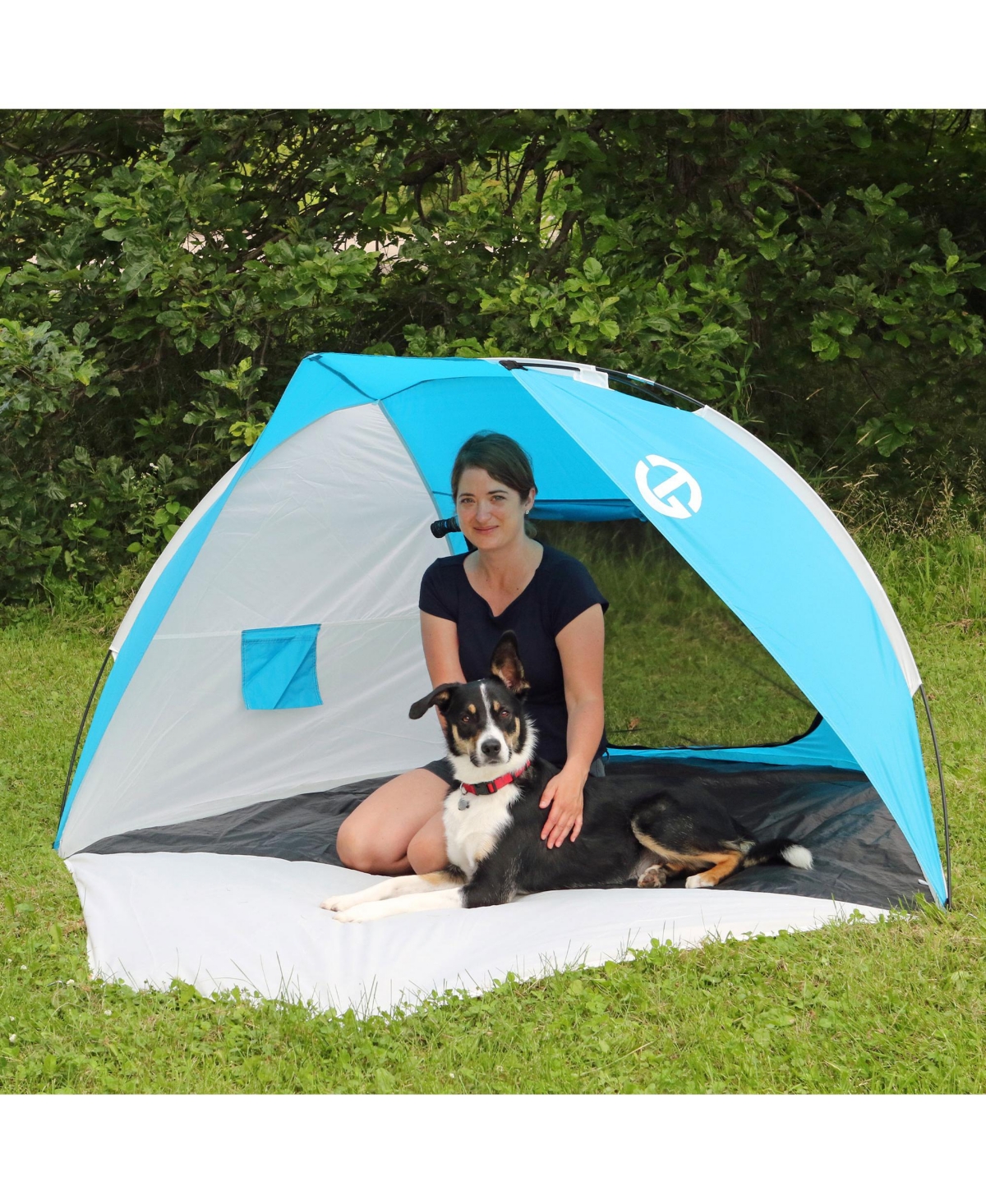 Tahoe Gear Cruz Bay Summer Sun Shelter and Beach Shade Tent Canopy, Blue & White