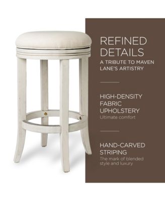 Eva Counter Stool, White Oak Finish w/ Natural Color Fabric, Set of 3