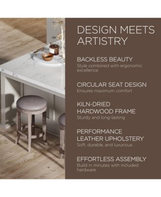 Eva Counter Stool, Reclaimed Oak Finish w/ Ronan Stone Leather