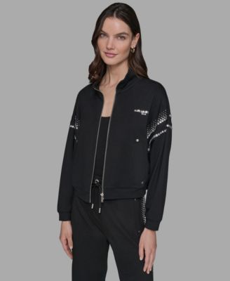 KARL LAGERFELD PARIS - Women's Rhinestone Trim Zip Jacket