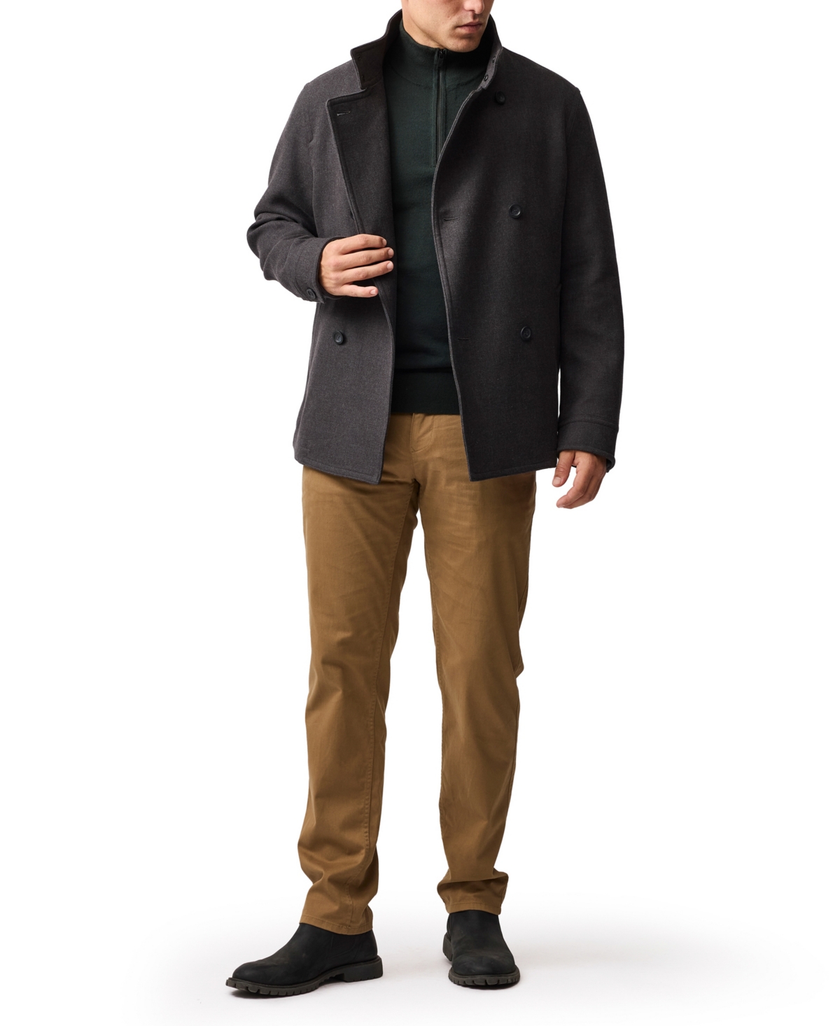 Rodd & Gunn Nobles Funnel Neck Merino Wool Half Zip Sweater In Green