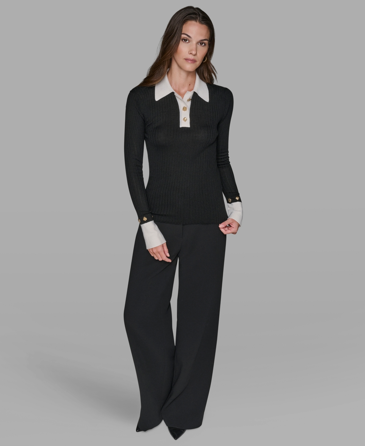 Karl Lagerfeld Women's Long Sleeves Sweater In Black