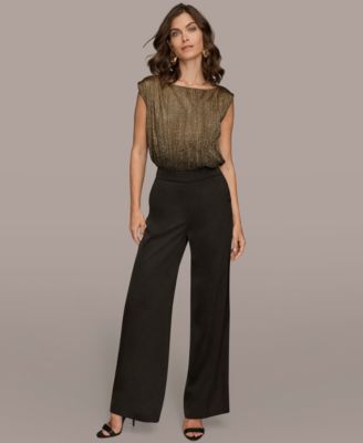 Women's Charmeuse High Rise Wide Leg Pants, Regular & Petite