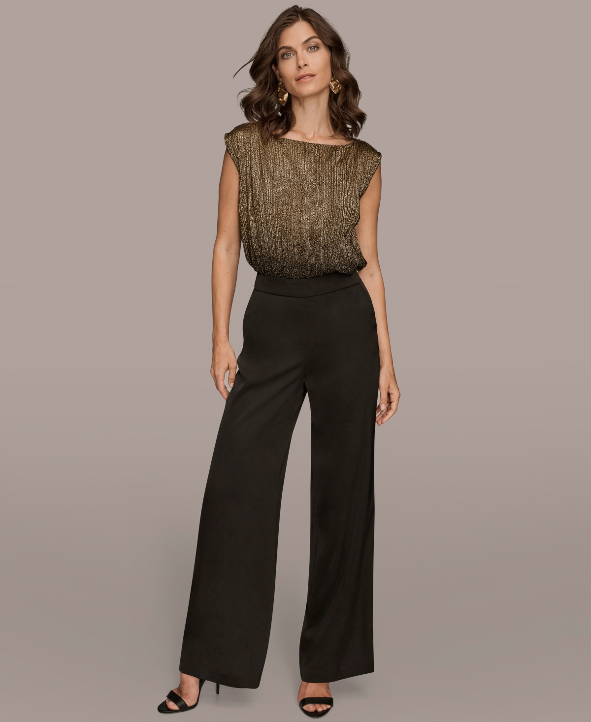 Donna Karan New York Wide Leg Charmeuse Pants In Black