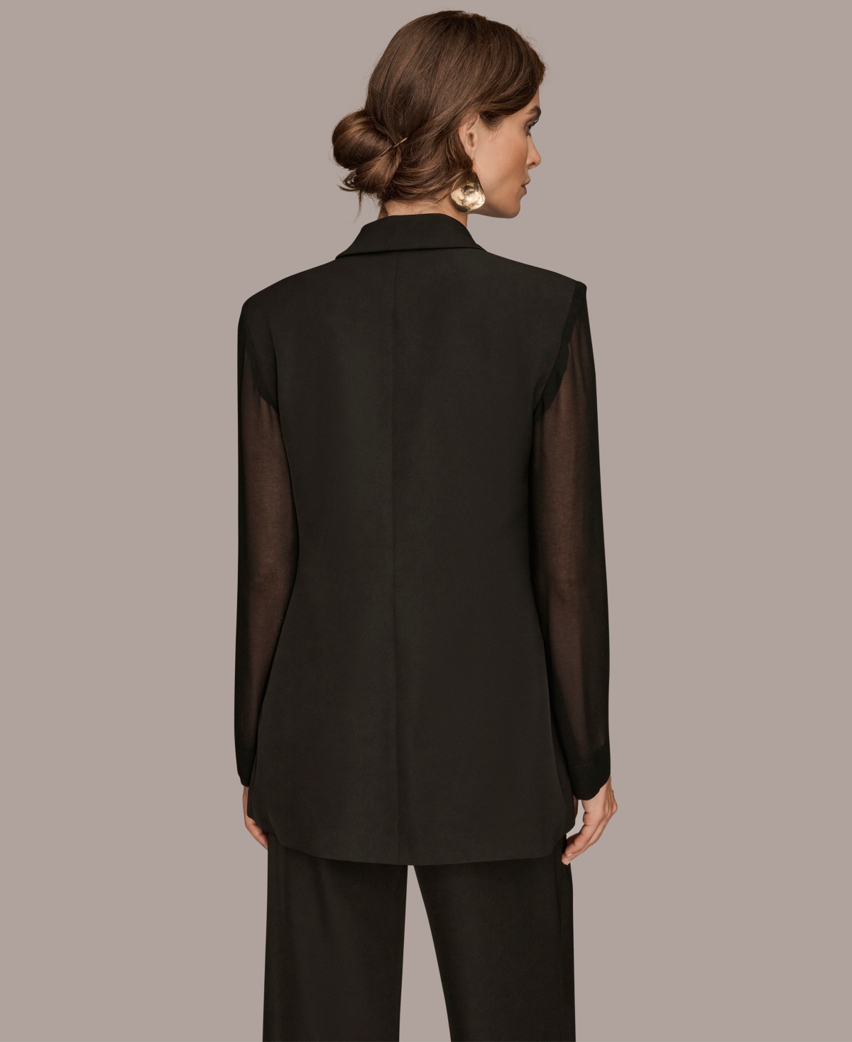 Donna Karan New York Sheer Sleeve Blazer In Black