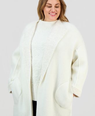 Plus Size Front Pocket Long Cardigan