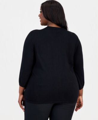 Plus Size Glitz Bow 3/4-Sleeve Sweater